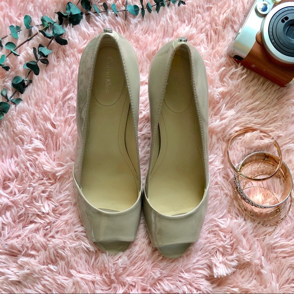 Calvin Klein Parisa Nude Peep Toe Pumps - Picture 6 of 8